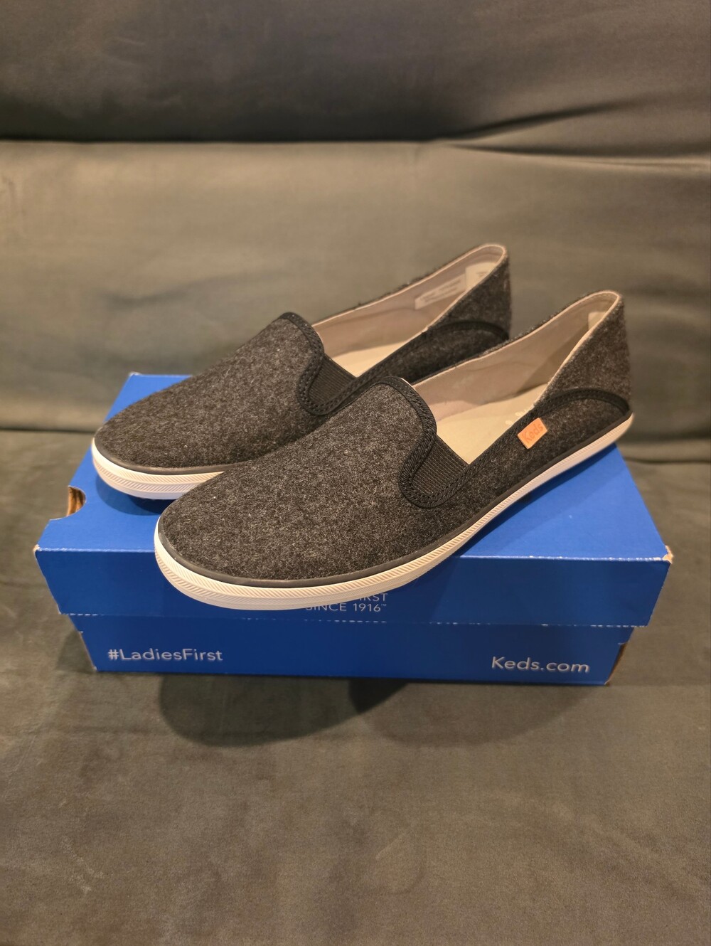 Keds Womens Charcoal Gray Slip-On Sneakers